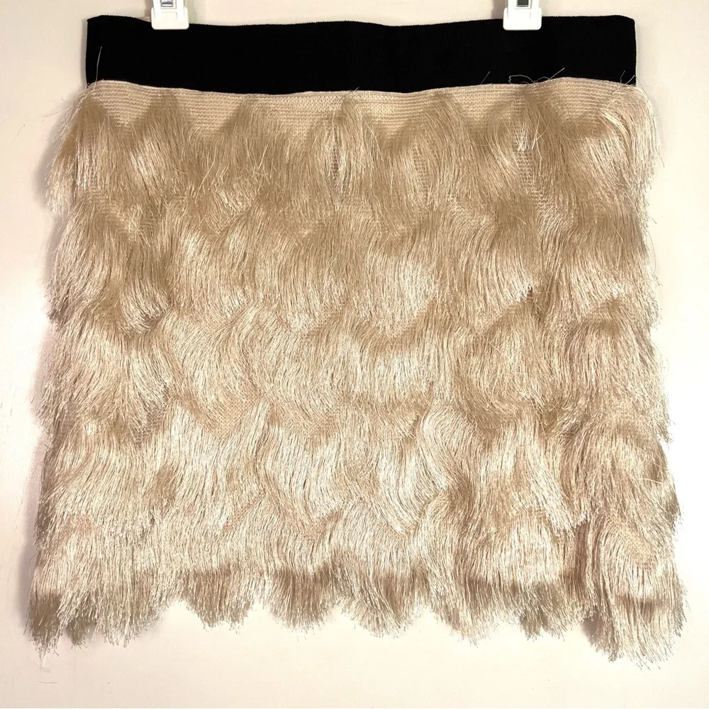 Sail to Sable Fringe Mini Skirt Cream Size 8